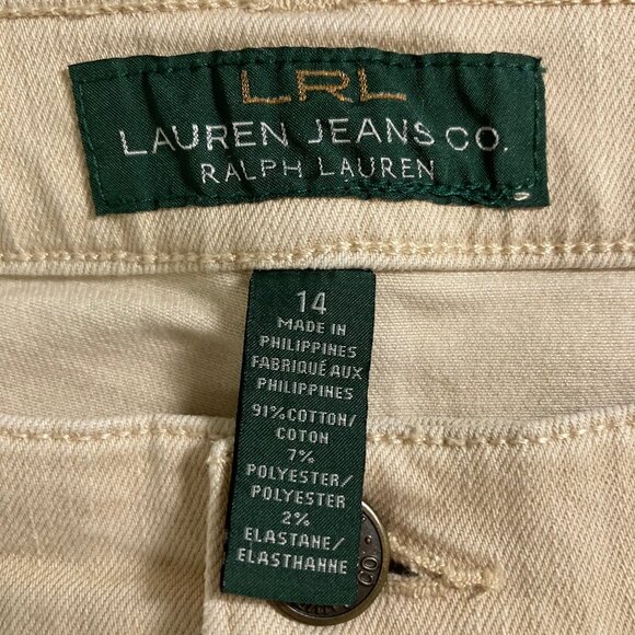 Lauren Ralph Lauren Khaki Jeans Classic 5 Pocket High Rise Straight Legs size 14 - Picture 6 of 9
